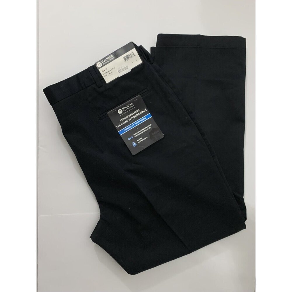 NEW W/ TAGS - HAGGAR Premium Dess Khaki Black - Straight Fit - Men's Size 40x30